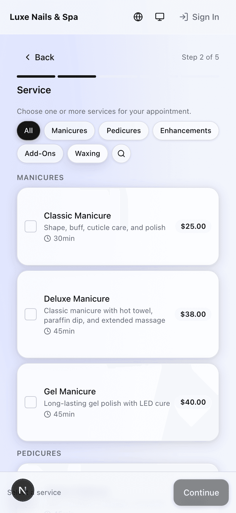 Select services